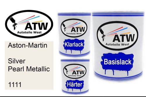 Aston-Martin, Silver Pearl Metallic, 1111: 1L Lackdose + 1L Klarlack + 500ml Härter - Set, von ATW Autoteile West.